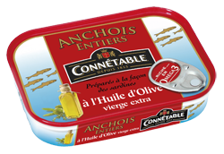Anchois entier à l'huile d'olive vierge extra / Whole Anchovies in olive oil extra rod  CONNETABLE 100g