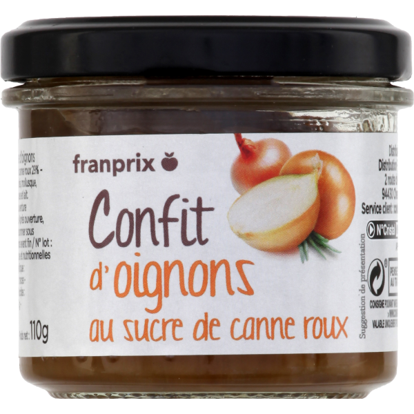 Confit oignon au sucre de canne roux / Onion Confit with brown cane sugar 110G  FRANPRIX