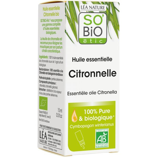 Huile Essentielle de Citronnelle Bio / Organic Lemongrass Essential Oil SO'BIO